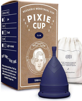 Pixie Cup Soft Menstrual Cup - Most Comfortable Period Cups for Women with Tilted Cervix - Buy One We Give One - with Ebook Guide, Flushable Wash Wipes, Lube, & Storage Bag - Tampon & Pad Alternative