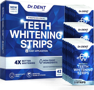 Drdent Professional Teeth Whitening Strips 21 Treatments - Safe for Enamel - Non Sensitive Teeth Whitening - Whitening without Any Harm - Pack of 42 Strips + Mouth Opener Included