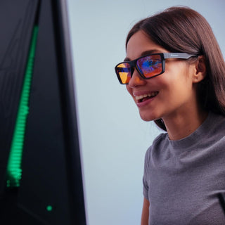 Horus X • Blue Light Blocking Gaming Glasses - Professional Screen Filter anti Glare Fatigue Eyestrain Men and Women | Amber