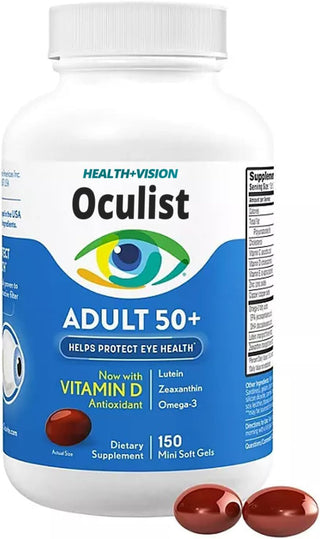 Adult 50+ Eye Vitamin & Mineral Supplement, Contains Lutein, Zeaxanthin and Omega-3, Helps Protect Eye Health, 150 Mini Soft Gels（Pack of 1）