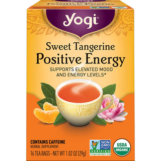 Tea - Sweet Tangerine Positive Energy Tea (6 Pack) - Supports Elevated Mood and Energy Levels - with Black Tea and Green Tea Extract - Contains Caffeine - 96 Organic Tea Bags