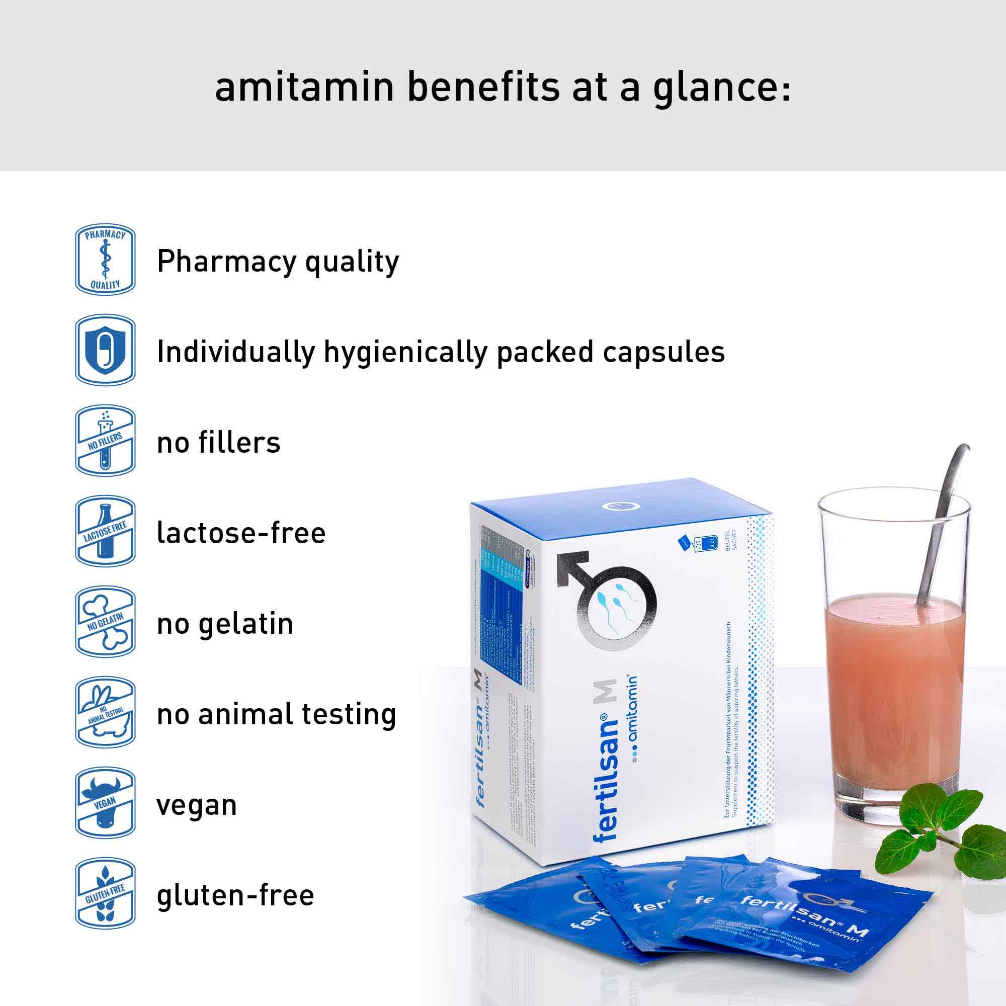 amitamin® fertilsan M (Capsules/Powder)-Award Winning Formula to Enhance Male Fertility (30 Days Supply)