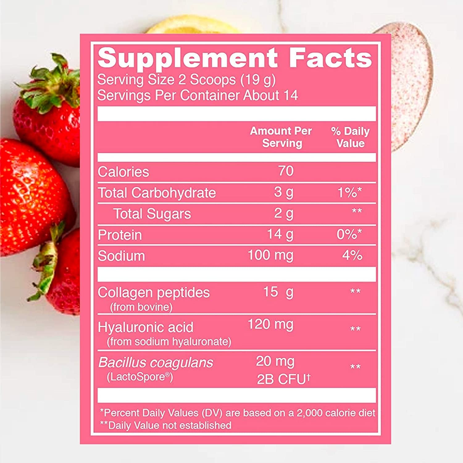 Vital Proteins Beauty Collagen (Strawberry Lemon, Canister) - 120Mg of Hyaluronic Acid and 15G of Collagen per Serving