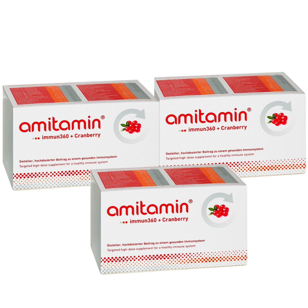 amitamin® immun360 + Cranberry-Boosts Immune System Naturally-From Germany (30 Days Supply)