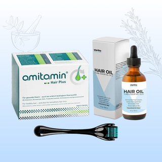 Hair Repair Solution - amitamin Hair Plus + Hair Oil + Hair & Beard Derma Roller  (Free Delivery)