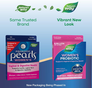 Nature'S Way Women'S Probiotic Pearls, Supports Vaginal and Digestive Health*, 1 Billion Live Cultures, No Refrigeration Required, 30 Softgels (Packaging May Vary)