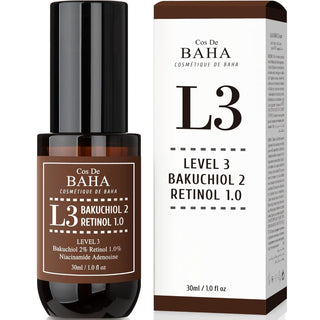 Retinol 1%, Bakuchiol 2% Serum with Retinol for Face, Anti-Aging, Hyperpigmentation and Acne Flare-Ups, 1 Fl Oz (30Ml) Cos De BAHA