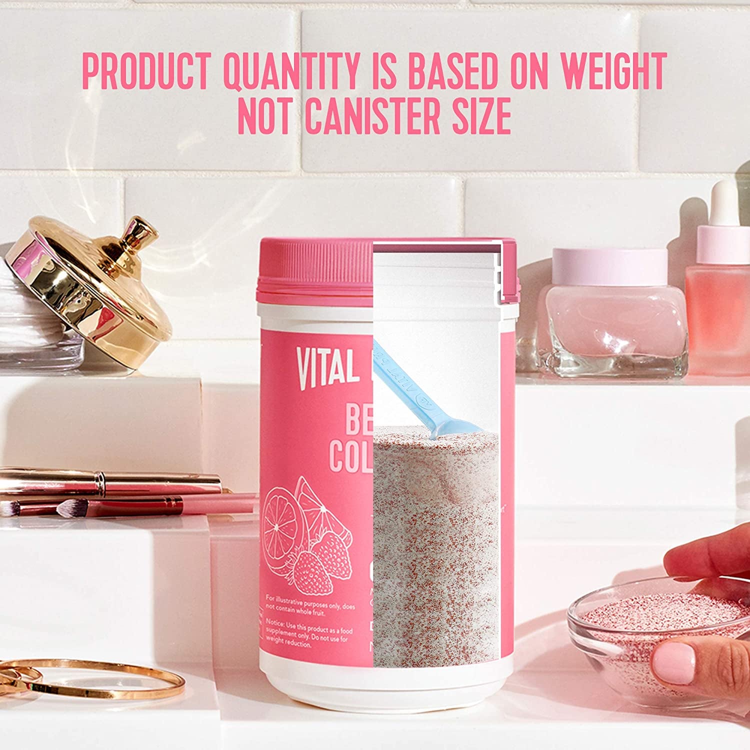 Vital Proteins Beauty Collagen (Strawberry Lemon, Canister) - 120Mg of Hyaluronic Acid and 15G of Collagen per Serving