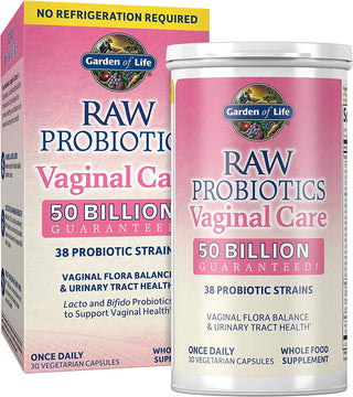 Garden of Life RAW Probiotics Vaginal Care Shelf Stable - 50 Billion CFU Guaranteed through Expiration, Acidophilus - Once Daily - Certified Gluten Free - No Refrigeration - 30 Vegetarian Capsules