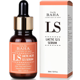 Lactic Acid 12.5% Hydrating Serum with Botanical Extracts - Gentle Skin Renewal and Radiance, Enhanced with Aloe Vera and Green Tea, Soothes and Balances for a Glowing Complexion, 1 Fl Oz (30Ml) Cos De BAHA