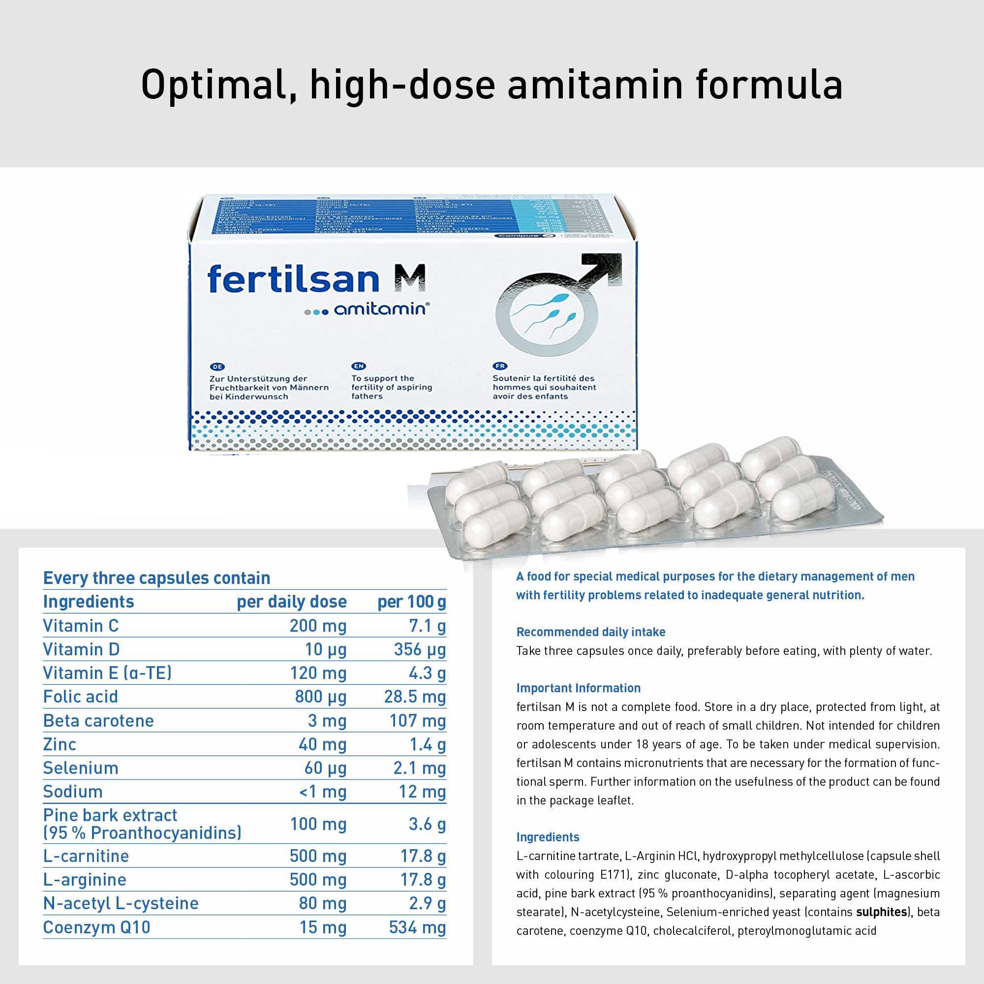 amitamin® fertilsan M (Capsules/Powder)-Award Winning Formula to Enhance Male Fertility (30 Days Supply)