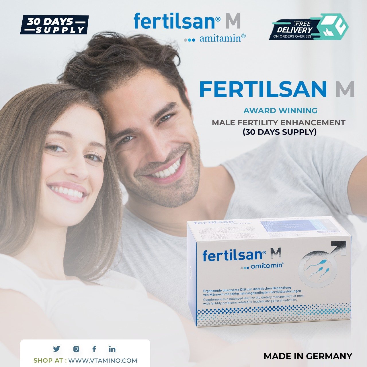 amitamin® fertilsan M (Capsules)-Award Winning Formula to Enhance Male Fertility (30 Days Supply)