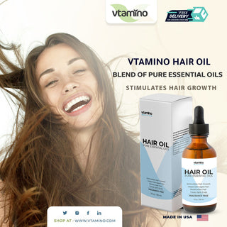 LIMITED TIME OFFER! vtamino Hair Oil + Beard Grooming Kit FREE - Natural Formula For Hair & Beard (30 Days Supply)