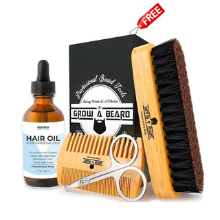 LIMITED TIME OFFER! vtamino Hair Oil + Beard Grooming Kit FREE - Natural Formula For Hair & Beard (30 Days Supply)