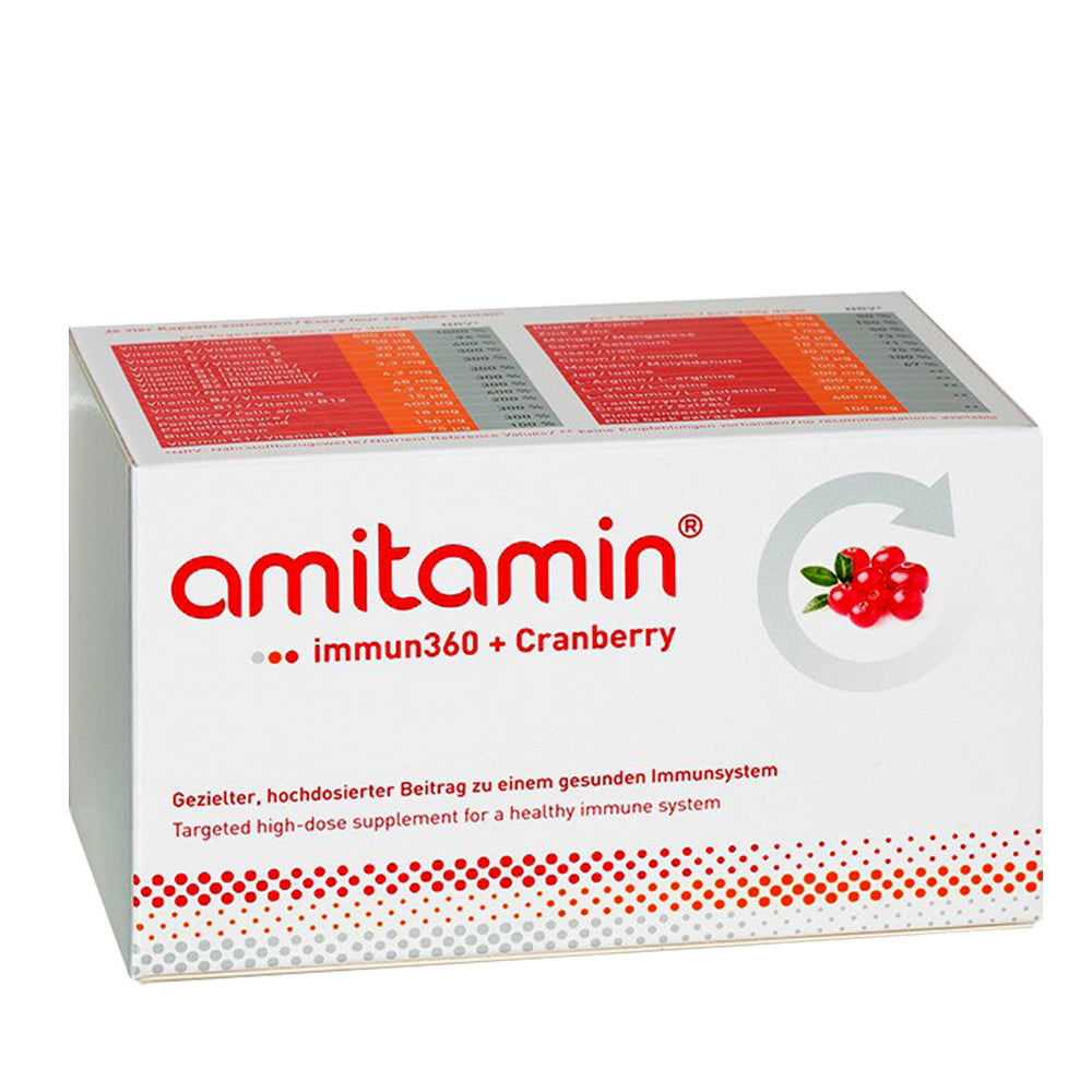 amitamin® immun360 + Cranberry-Boosts Immune System Naturally-From Germany (30 Days Supply)