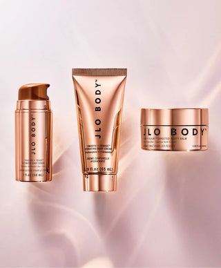 JLO BEAUTY the Body Mini Trio | Includes Booty Balm, Body Serum, Body Cream & Complexion Booster | Brightens, & Firms for Smooth Skin