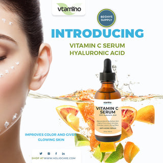 vtamino Vitamin C Serum & Hyaluronsäure (60 ml) - Die ultimative Lösung für Anti-Aging (60 Tage Vorrat)