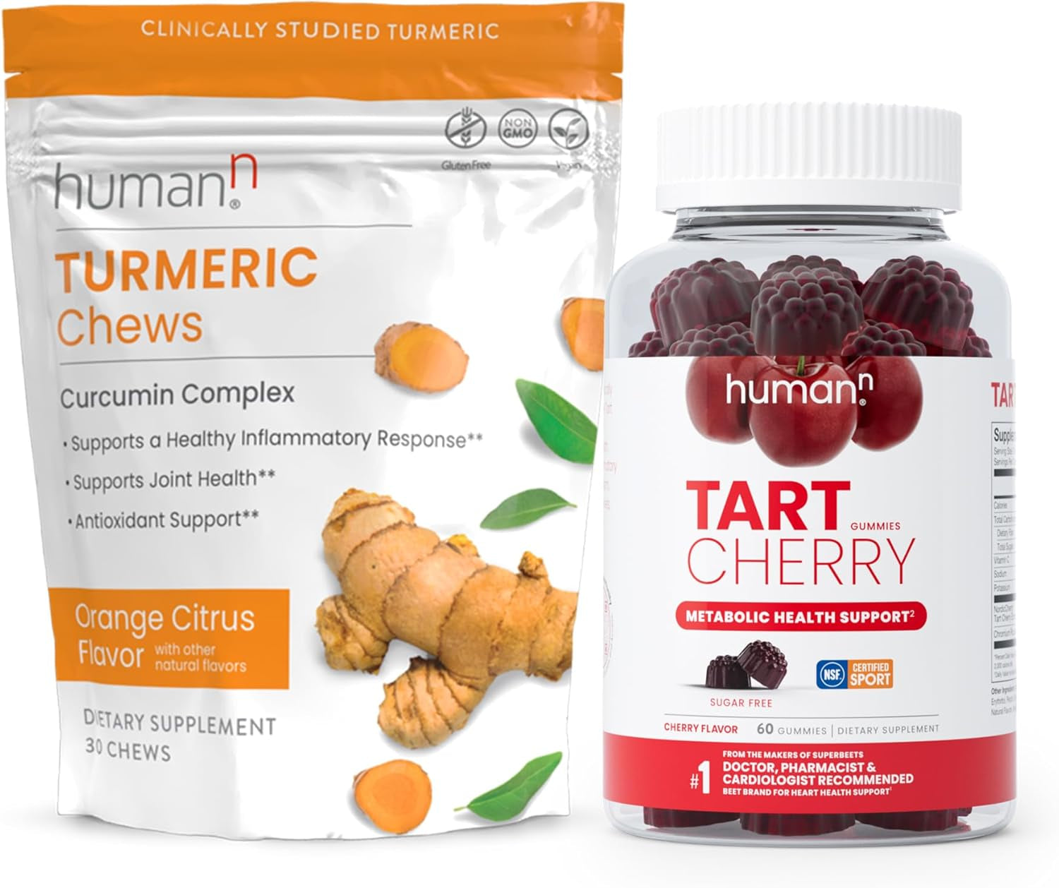 Humann Turmeric Chews and Tart Cherry Gummies Supplement