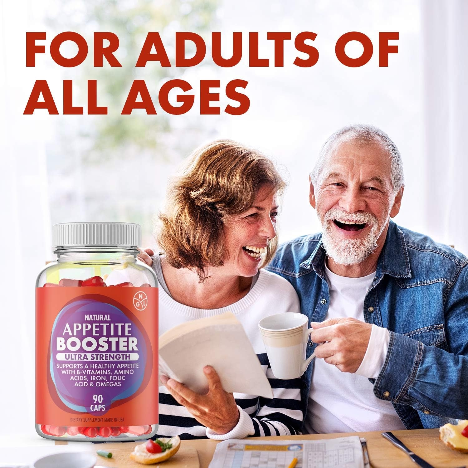 Adults Extra Strength Appetite Booster Pills Fortified with Lysine, Folic Acid, Iron, Thiamine, B Complex