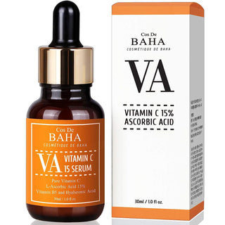 Vitamin C Facial Serum with L-Ascorbic Acid 15% with Vitamin B5 - for Fades Age Spots, Smoothing Fine Lines + Dark Spots, Pore Refining, Resurfacing, 1 Fl Oz (30Ml) Cos De BAHA