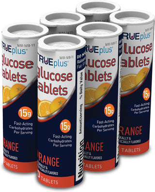 Trueplus Glucose Tablets, Orange Flavor - 6X 10Ct Tubes