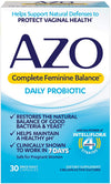 AZO Complete Feminine Balance Daily Probiotics for Women, Clinically Proven to Help Protect Vaginal Health, Balance Ph and Yeast, Non-Gmo, 30 Count