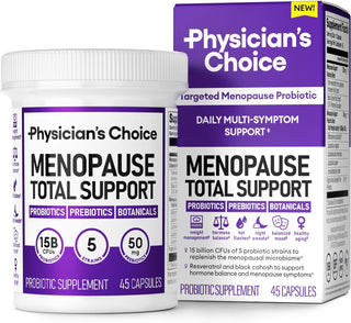 Physician'S CHOICE Menopause Probiotic Supplement for Women - Supports Hormone Balance, Hot Flashes, Night Sweats, Weight Management, Bloating & Gut Health - with Black Cohosh, Resveratrol+ - 30Ct