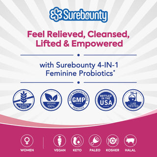 Probiotics for Women, 120 Billion CFU 34 Strains, Prebiotics + Digestive Enzymes + Cranberry, 4-In-1 Feminine Probiotic, Digestive & Vaginal Support, 30Ct