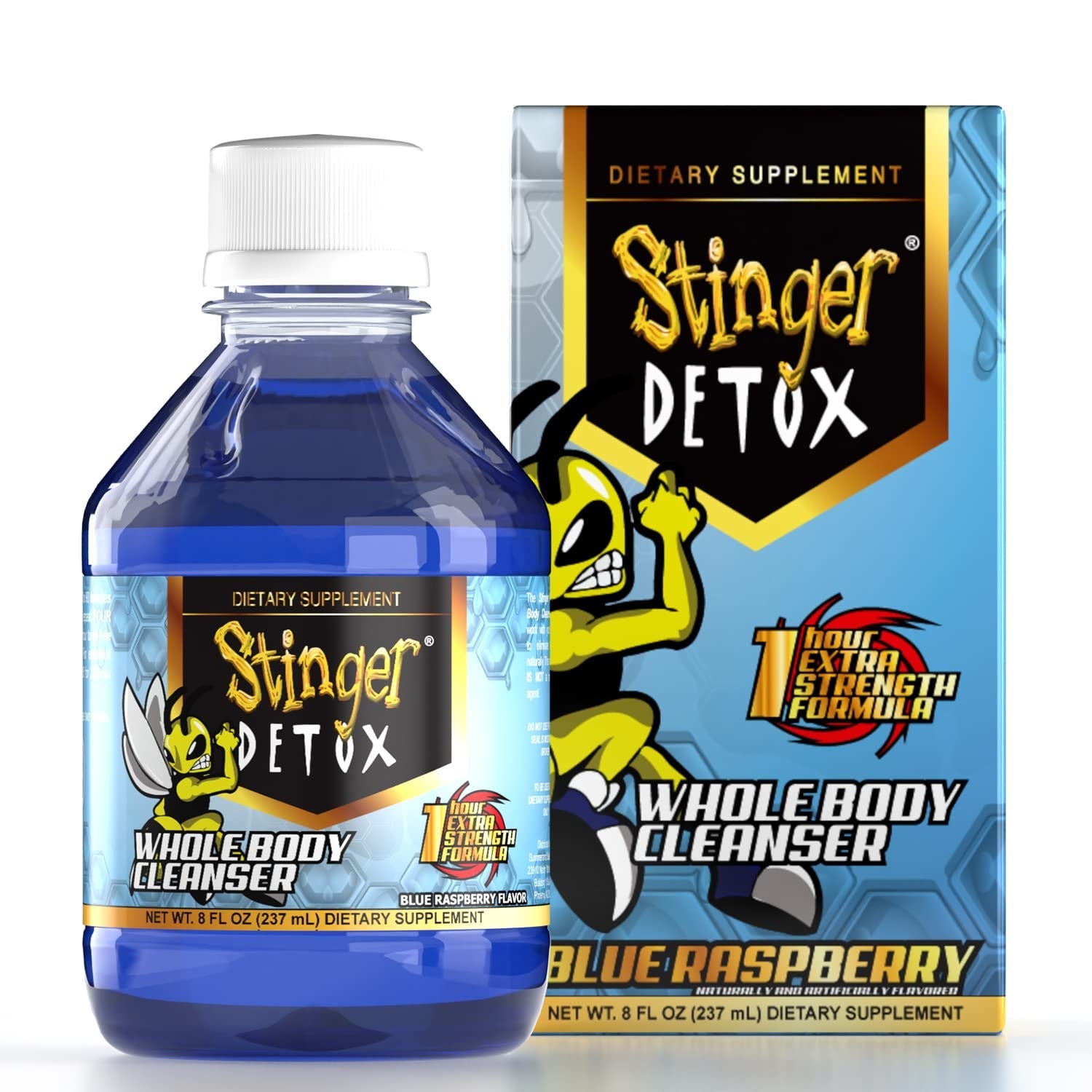 Stinger Detox Whole Body Cleanser 1 Hour Extra Strength Drink, Liquid– Blue Raspberry – 8 FL OZ