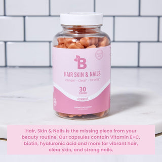 Bloom Nutrition HSN Biotin Gummies with Vitamin C, D, & Folic Acid | Hair Skin and Nails Supplement | Vegan Friendly, Gluten Free, Non-Gmo, Pectin Based Blueberry Raspberry Gummy Bears | 60 Count