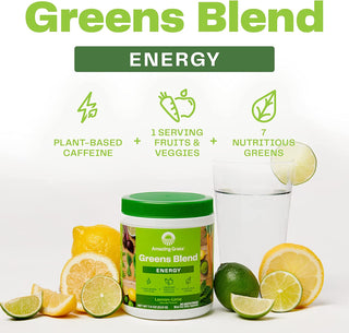 Amazing Grass Greens Blend Energy: Smoothie Mix, Super Greens Powder & Plant Based Caffeine with Matcha Green Tea & Beet Root Powder, Lemon Lime, 60 Servings (Packaging May Vary)