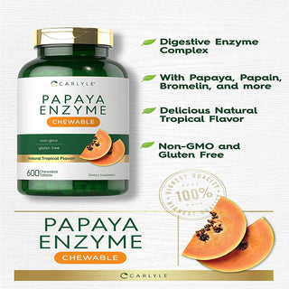 Papaya Enzyme | 600 Vegetarian Chewable Tablets | Papaya Flavor | by