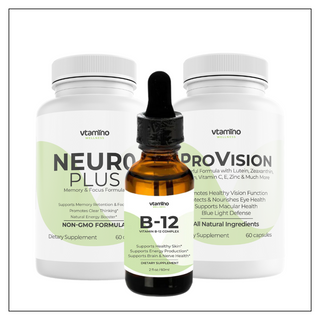 Vtamino Focus & Vision Bundle: Vtamino Pro-Vision + Neuro Plus + B-12