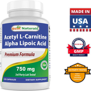 Acetyl L-Carnitine and Alpha Lipoic Acid 750 Mg 120 Capsules