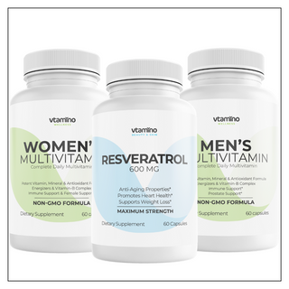 حزمة Vtamino المتعددة - Vtamino Men-Multi + Women-Multi + Resveratrol