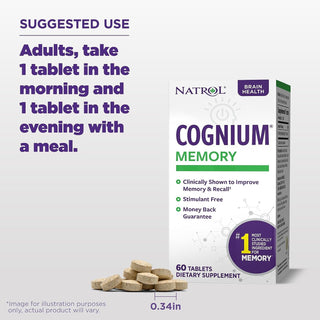 Natrol Cognium Memory Silk Protein Hydrolysate 100Mg, Dietary Supplement for Brain Health Support, 60 Tablets, 30 Day Supply