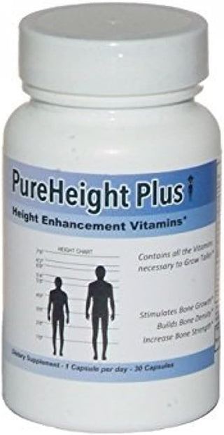 Pureheight plus Height Enhancement Vitamins - Helps You Grow Taller - Increases Bone Strength, Builds Bone Density, Stimulates Bone Growth - One-A-Day (30 Capsules)