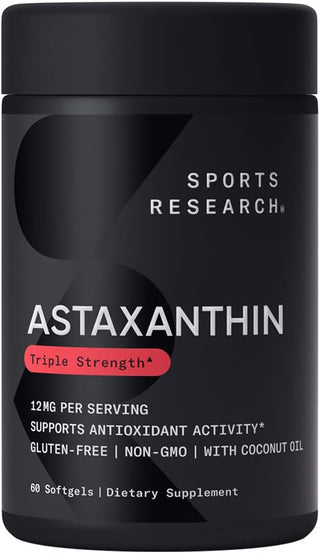 Sports Research Astaxanthin Supplement from Algae - Softgels for Antioxidant Activity, Skin & Eye Health Support - Made with Coconut Oil, Non-Gmo Verified & Gluten Free - 6Mg, 120 Count