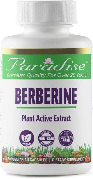 Paradise Herbs Berberine Plant Active Extract, Vegan, Non GMO, Gluten Free, 60 Vegetarian Capsules