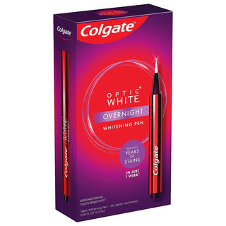 Colgate Optic White Overnight Teeth Whitening Pen, Teeth Stain Remover to Whiten Teeth, 35 Nightly Treatments