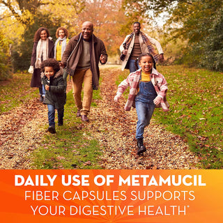 Metamucil, Daily Psyllium Husk Powder Supplement, 3-In-1 Fiber for Digestive Health, Plant Based Fiber, 300Ct Capsules