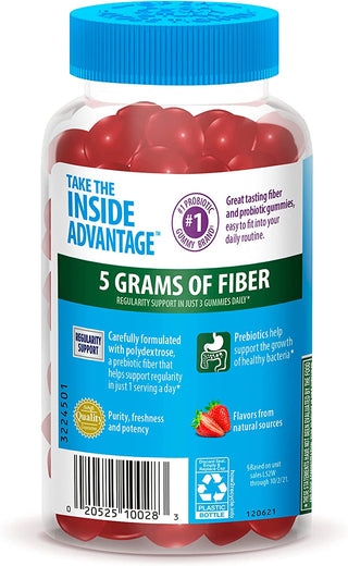 Digestive Advantage Prebiotic Fiber Gummies + Probiotics for Digestive Health, Daily Gummies for Women & Men, Digestive Supplement for Regularity & Gut Health, 60Ct Strawberry Flavor