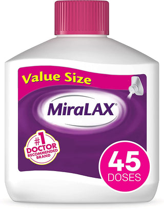 Miralax Gentle Constipation Relief Laxative Powder, Stool Softener with PEG 3350, Works Naturally with Water in Your Body, No Harsh Side Effects, Osmotic Laxative, #1 Physician Recommended, 45 Dose