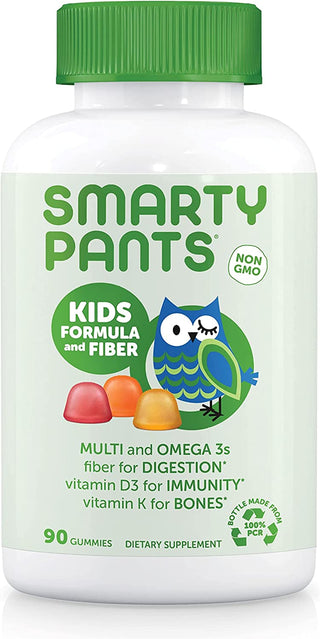 Smartypants Kids Fiber Vitamins: Daily Kids Multivitamin Gummy for Overall Health with Vitamin A, B12, D3, E, & K & Omega 3 Fish Oil (DHA/EPA) - 120 Count (30 Day Supply)