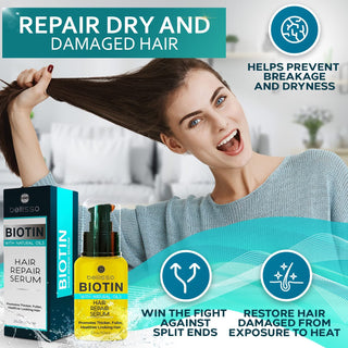Biotin Hair Thickening Serum for Men and Women - Intense Strengthening Treatment Product with Natural Botanical Oil Blend to Help Boost Thin Hair - Repair Thinning Hair, Increase Volume and Shine
