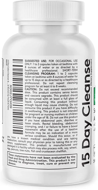 Youth & Tonic 15 Day Colon Cleanser & Detox for Waste Loss to Feel Lighter or Break the Plateau | Natural Cleanse Pills for Belly Bloat for Men & Women | 30 Caps