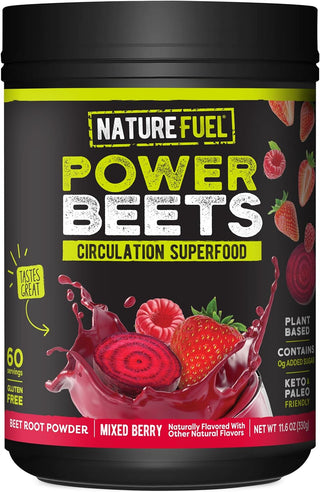 Nature Fuel Power Beets Powder, Delicious Acai Berry Pomegranate, Concentrated Superfood Supplement, Supports Circulation, Natural Energy & Stamina, Non-Gmo, 60 Servings