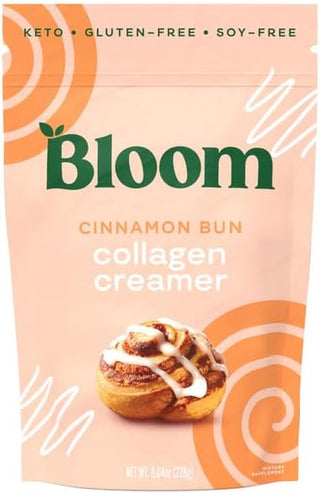 Bloom Nutrition Collagen Creamer for Coffee, Cinnamon Bun - Grass-Fed Collagen Peptide Powder & MCT Oil - Healthy Protein Coffee Creamer for Women - No Sugar Added, Gluten-Free, Keto & Soy-Free