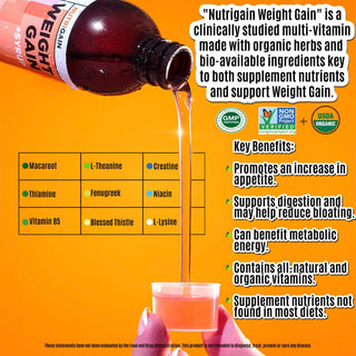 Nutrigain Weight Gain Syrup Designed for Quick and Efficient Weight Gain, Supports a Healthy Appetite, Mass and Metabolism for Both Women and Men - 8 OZ FL Bottle