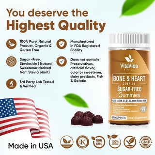 Boost bone density and heart health with VVNATURALS Plant-Based Calcium Gummies! Packed with Vitamin K2, Vitamin D3, Magnesium, and 13 essential minerals. Vegan-friendly, non-GMO, and sugar-free.